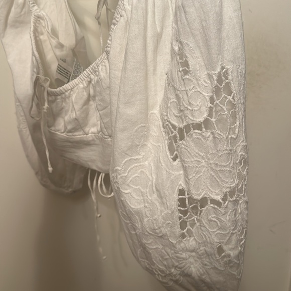 Zara embroidered sleeves linen crop top (Brand New!) - Picture 4 of 4